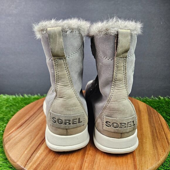 Sorel Winter Boots Womens Size 7.5 Explorer Joan Gray Suede Faux Fur NL3039-052 - Picture 3 of 11